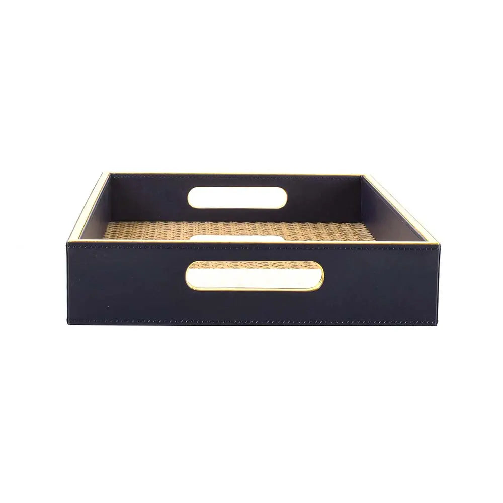 Leatherette Rectangle Serving Tray Large | Midnight Blue | Willow ICHKAN