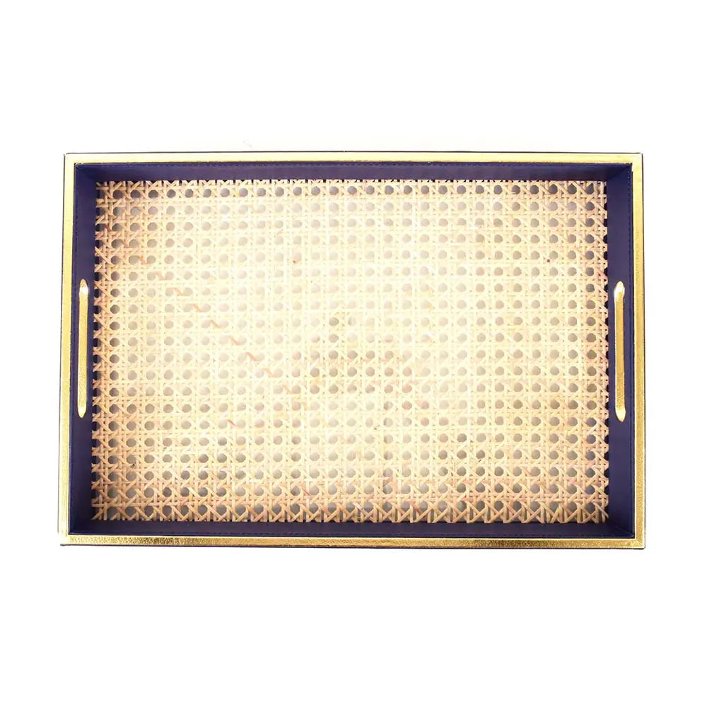 Leatherette Rectangle Serving Tray Large | Midnight Blue | Willow ICHKAN