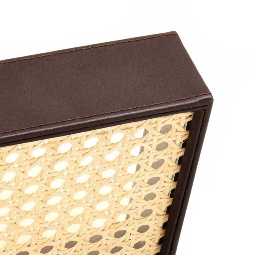 Leatherette Rectangle Serving Tray Large | Dark Brown | Willow ICHKAN