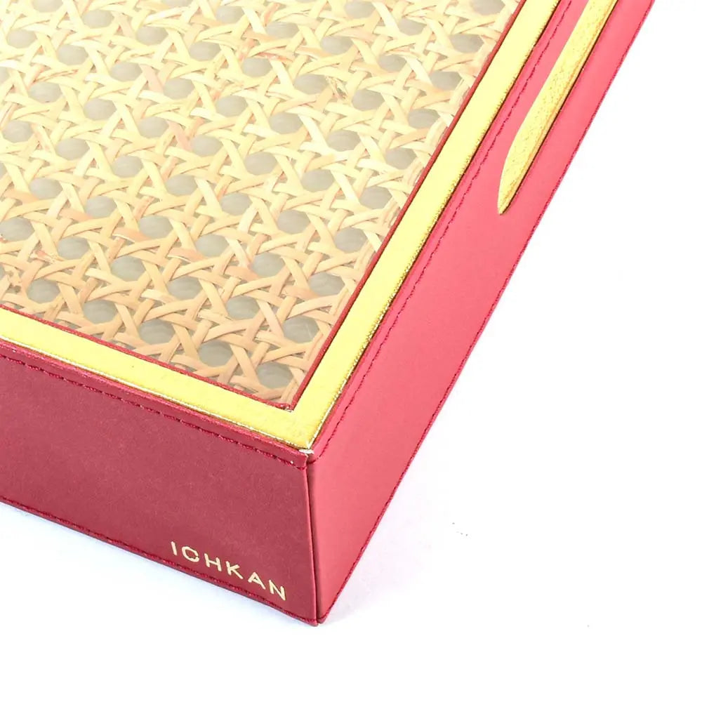 Leatherette Rectangle Serving Tray Large | Maroon | Willow ICHKAN