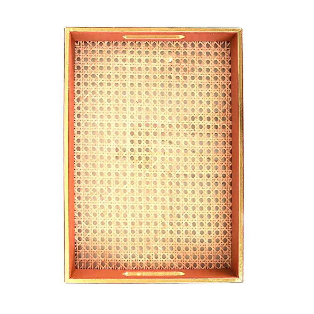 Leatherette Rectangle Serving Tray Large | Tan | Willow ICHKAN