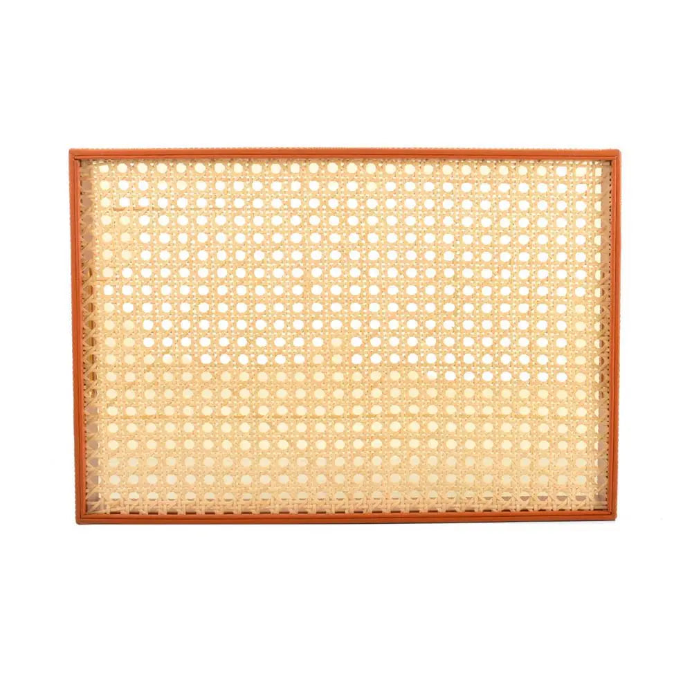 Leatherette Rectangle Serving Tray Large | Tan | Willow ICHKAN