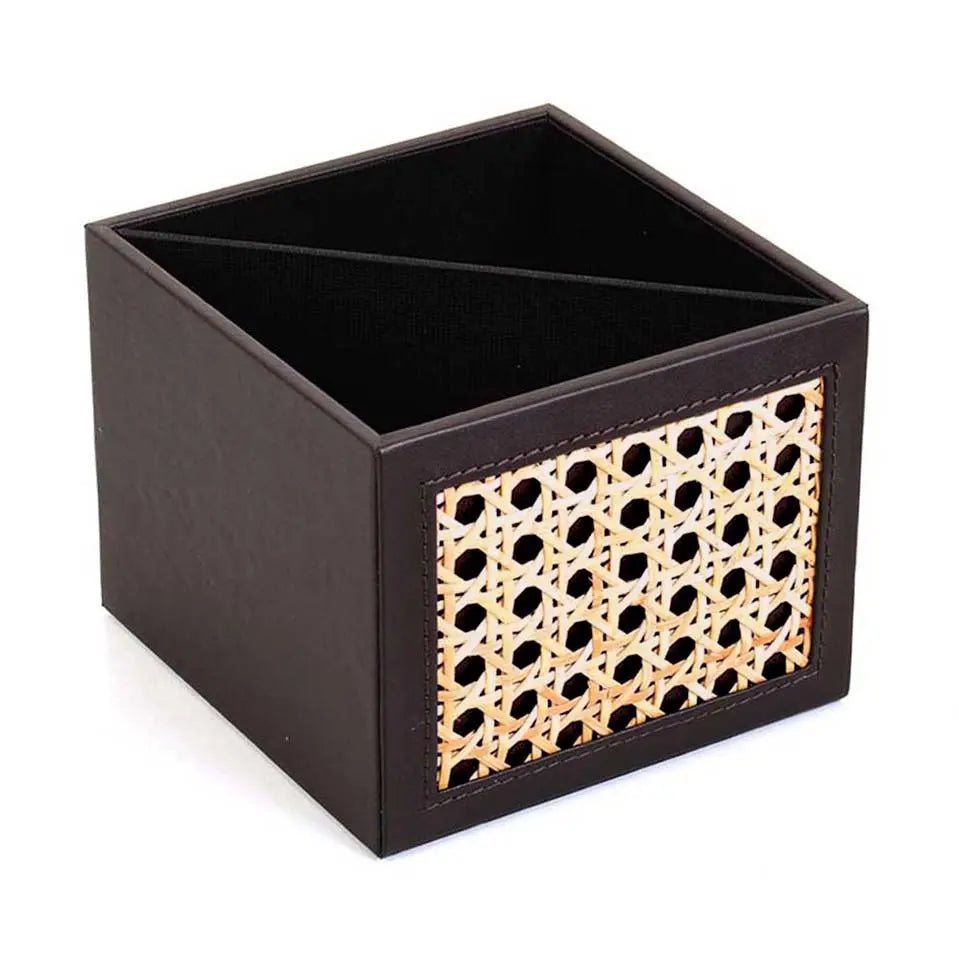 Leatherette Cosmetic/Pen Holder I Dark Brown | Willow ICHKAN