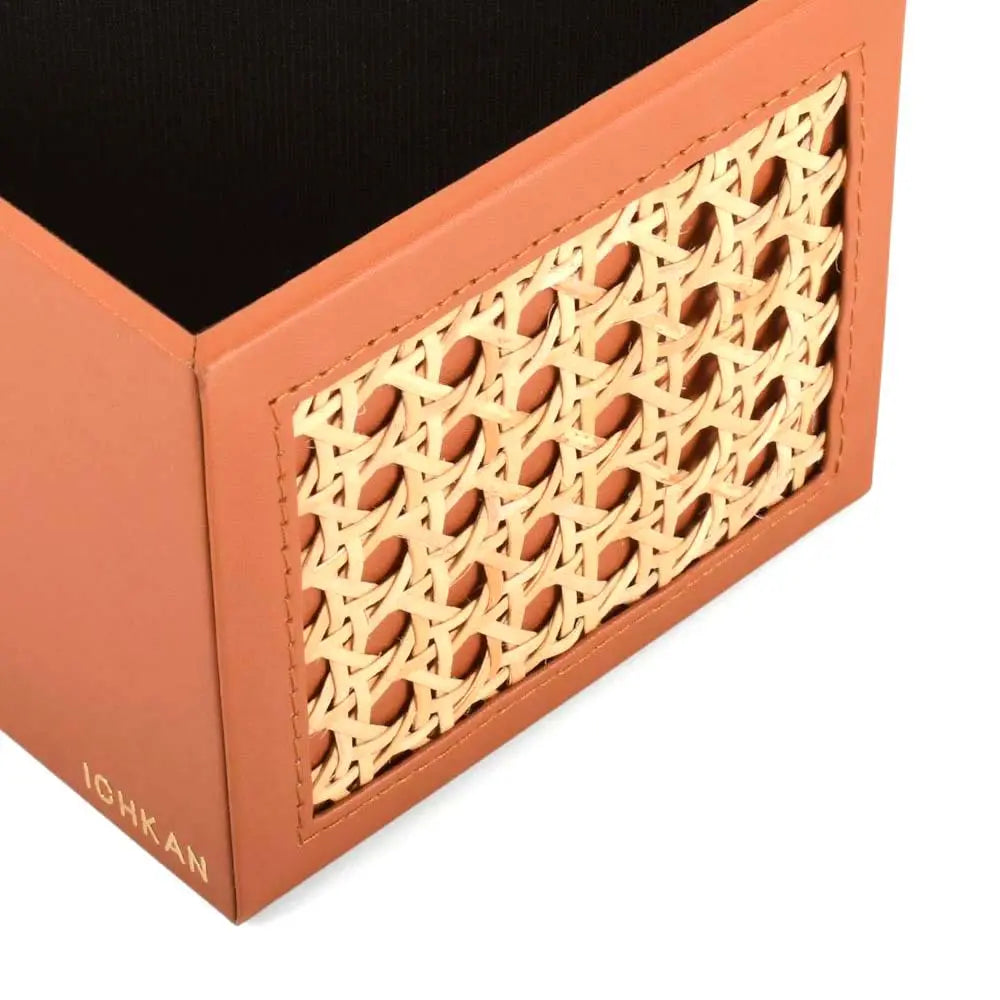Leatherette Cosmetic/Pen Holder I Tan | Willow ICHKAN