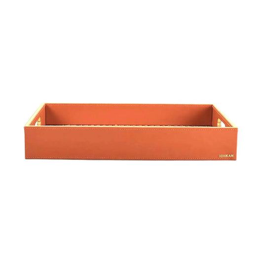 Leatherette Rectangle Serving Tray Small | Tan | Willow ICHKAN