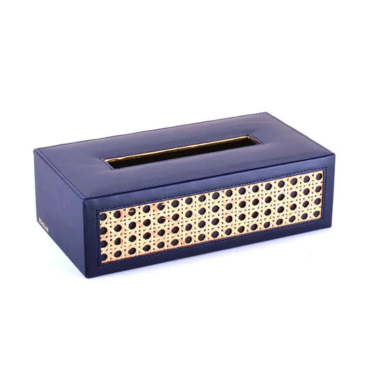 Leatherette Rectangle Tissue Box Holder I Midnight Blue | Willow ICHKAN