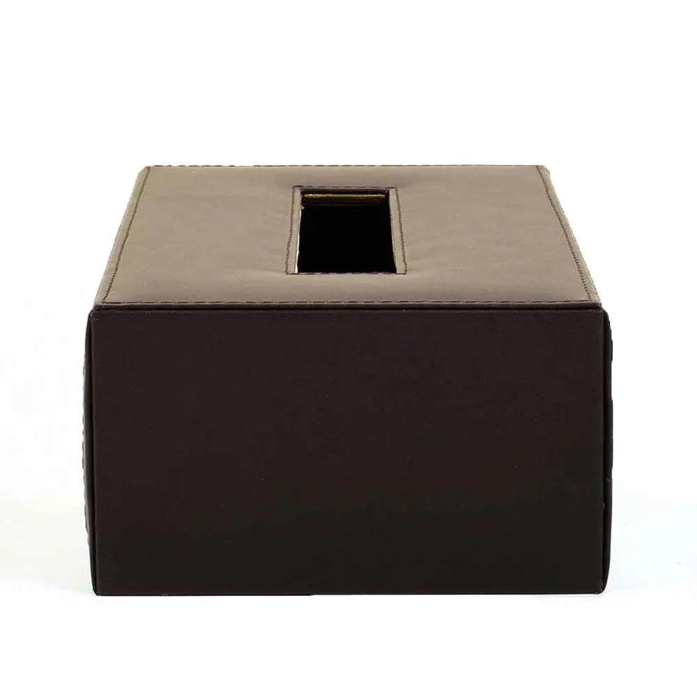 Leatherette Rectangle Tissue Box Holder I Dark Brown | Willow ICHKAN