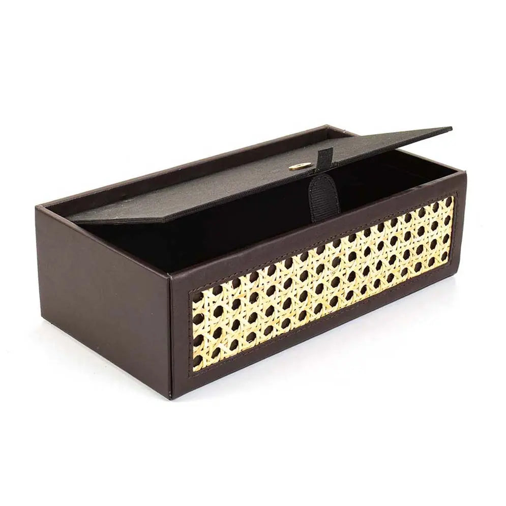 Leatherette Rectangle Tissue Box Holder I Dark Brown | Willow ICHKAN