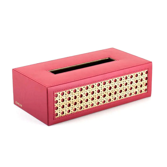 Leatherette Rectangle Tissue Box Holder I Maroon | Willow ICHKAN