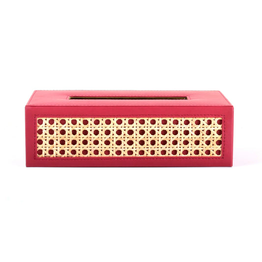 Leatherette Rectangle Tissue Box Holder I Maroon | Willow ICHKAN