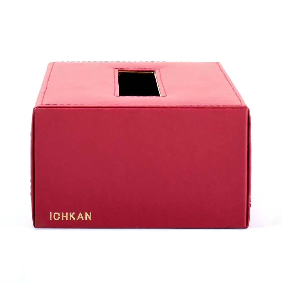 Leatherette Rectangle Tissue Box Holder I Maroon | Willow ICHKAN