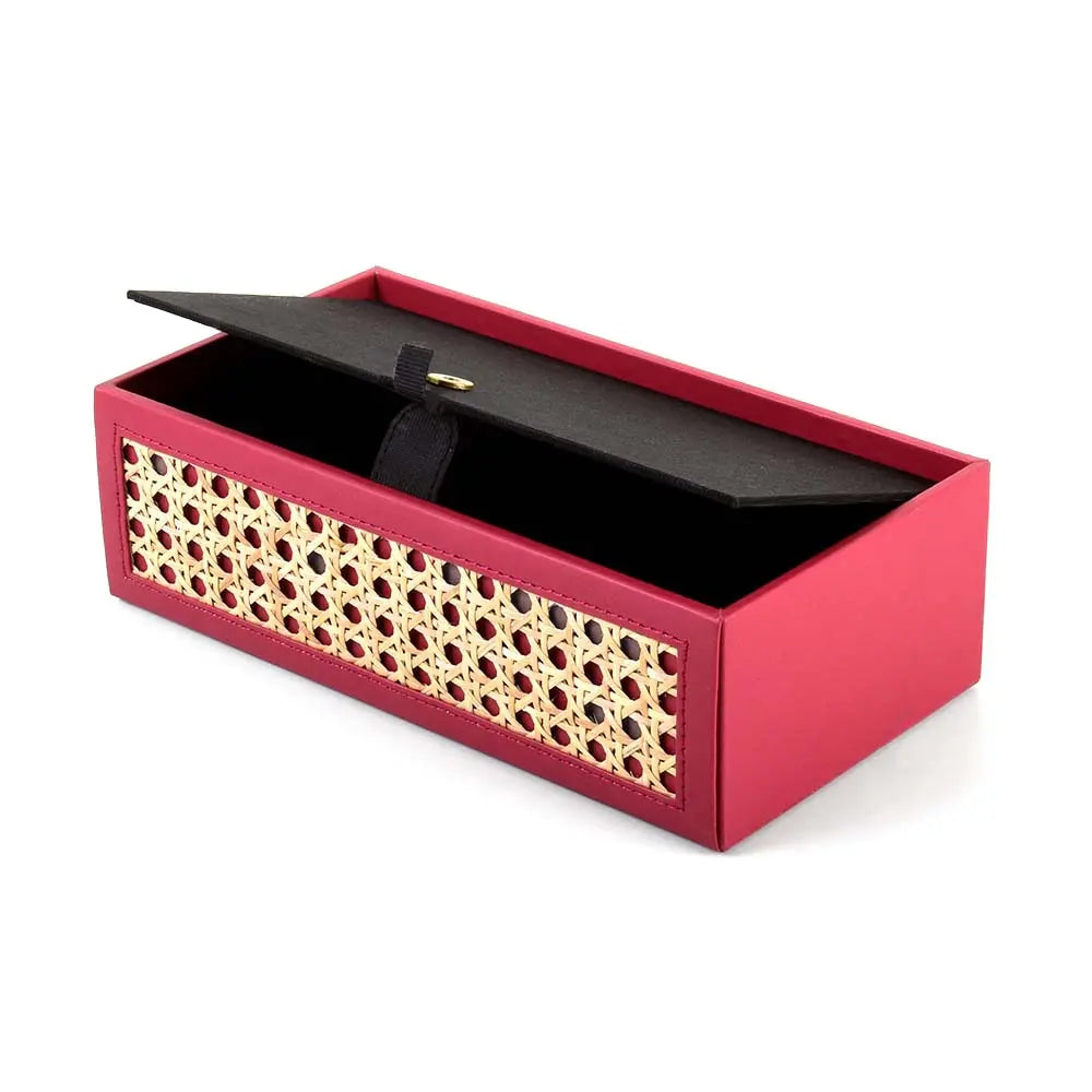 Leatherette Rectangle Tissue Box Holder I Maroon | Willow ICHKAN