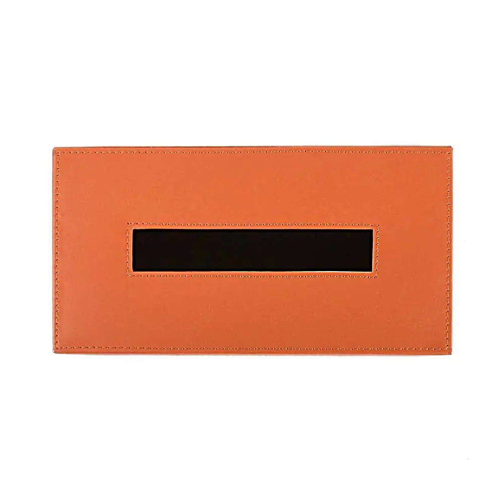 Leatherette Rectangle Tissue Box Holder I Tan | Willow ICHKAN