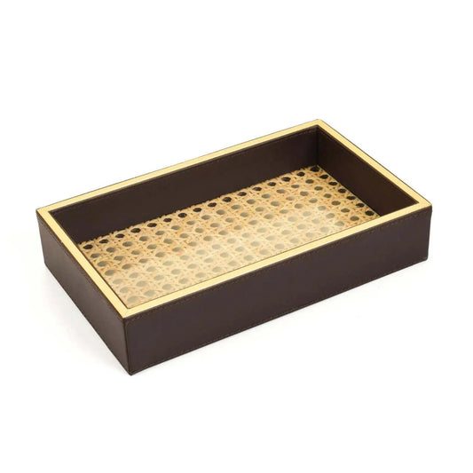 Leatherette Towel/Vanity Tray | Dark Brown | Willow ICHKAN