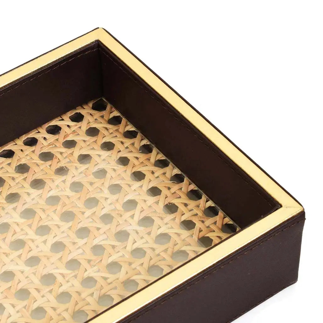 Leatherette Towel/Vanity Tray | Dark Brown | Willow ICHKAN