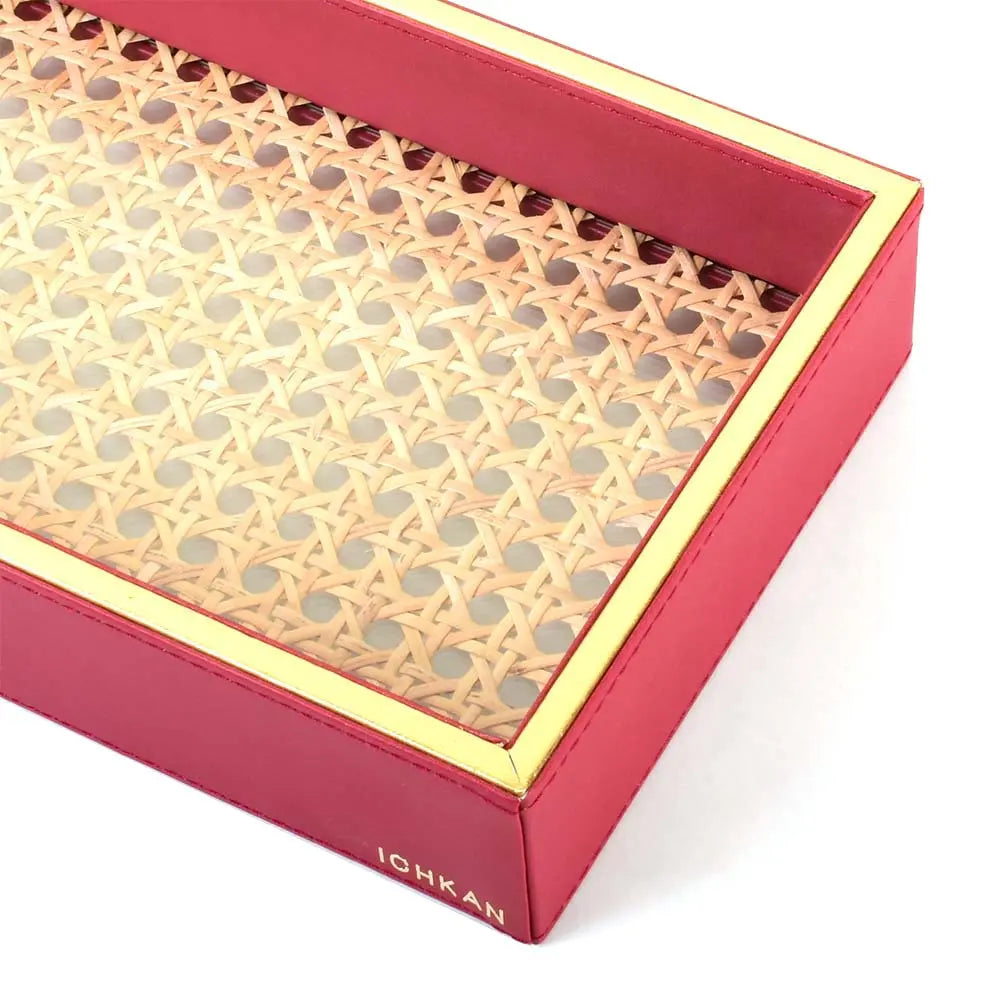 Leatherette Towel/Vanity Tray | Maroon | Willow ICHKAN