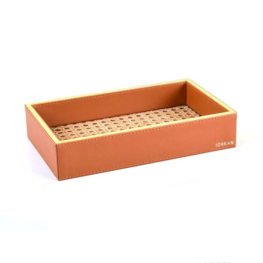 Leatherette Towel/Vanity Tray | Tan | Willow ICHKAN