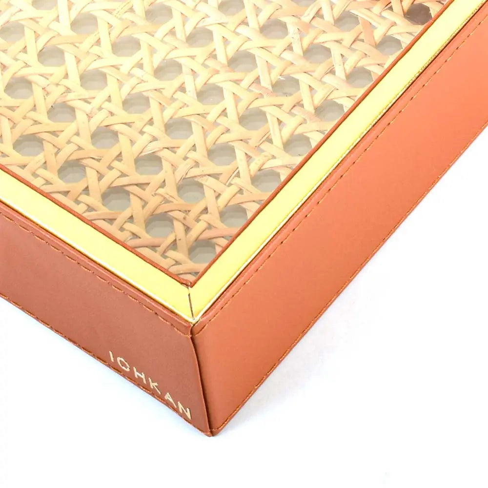 Leatherette Towel/Vanity Tray | Tan | Willow ICHKAN