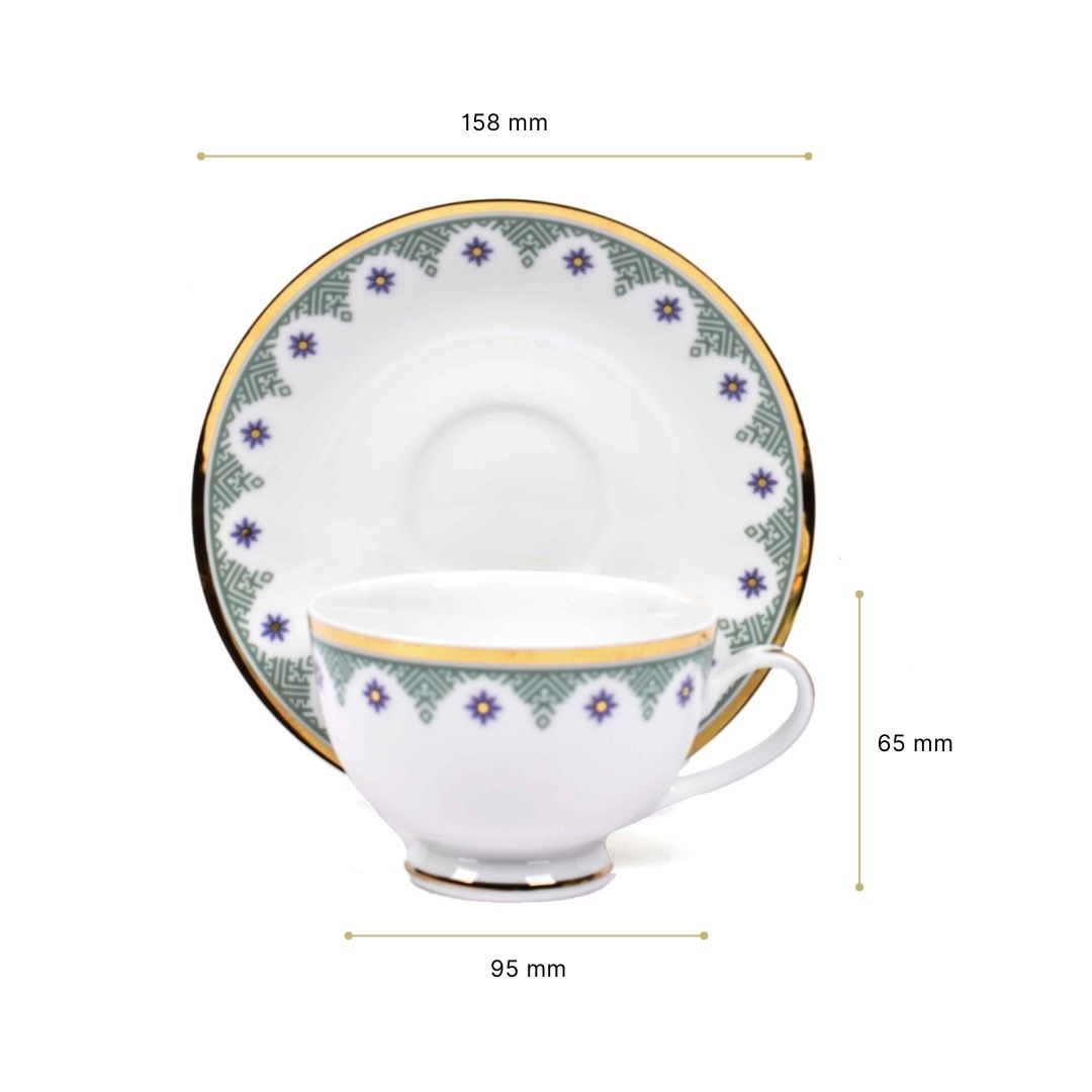 Dankotuwa Sri Lanka Tea Cup & Saucer 12pc | Blue | Isabella Gold ICHKAN