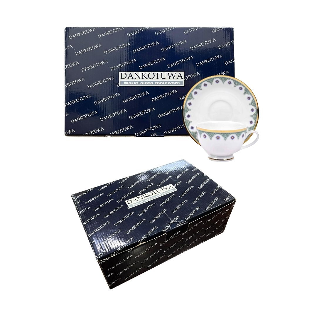 Dankotuwa Sri Lanka Tea Cup & Saucer 12pc | Blue | Isabella Gold ICHKAN