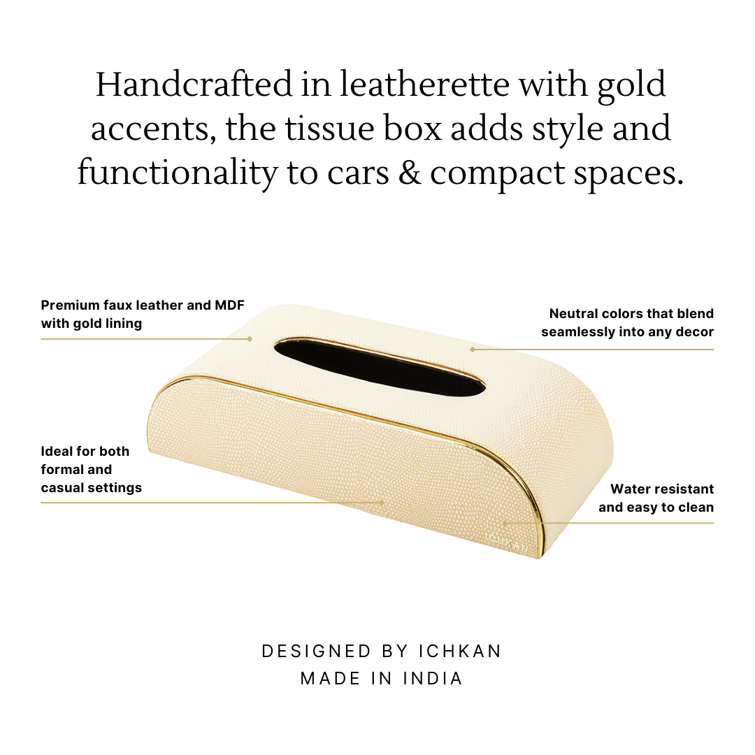 Leatherette Curve Tissue Holder | Ivory | Serpentine Ichkan