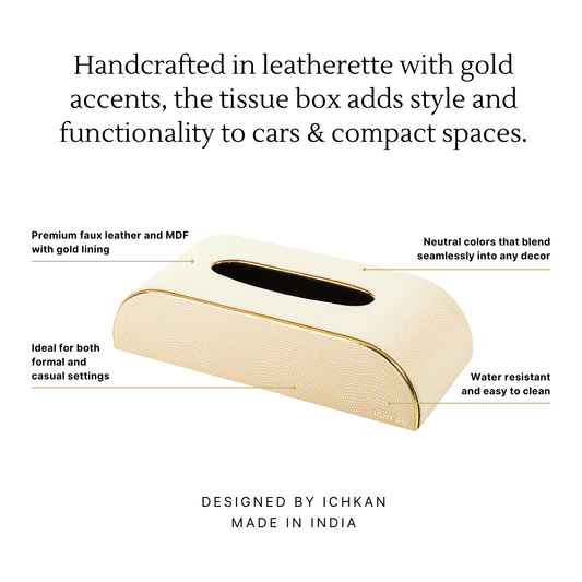 Leatherette Curve Tissue Holder | Ivory | Serpentine Ichkan