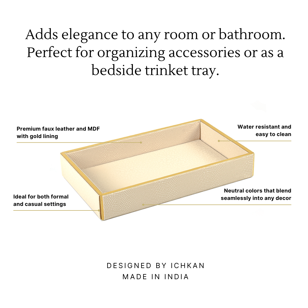 Leatherette Towel/Vanity Tray | Ivory | Serpentine Ichkan
