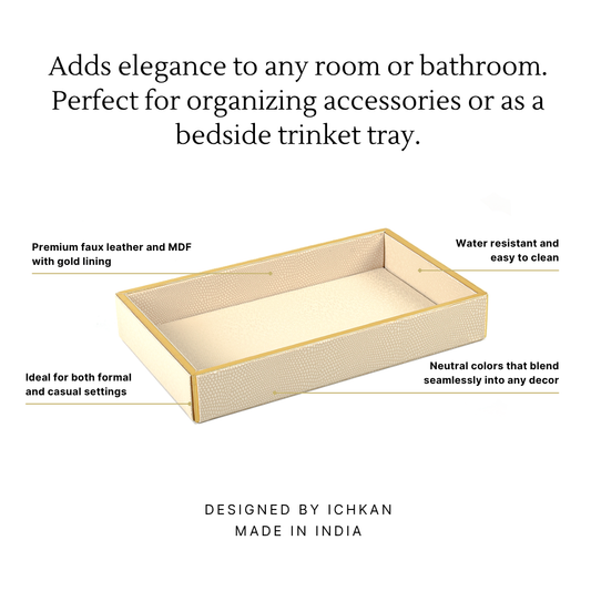 Leatherette Towel/Vanity Tray | Ivory | Serpentine Ichkan