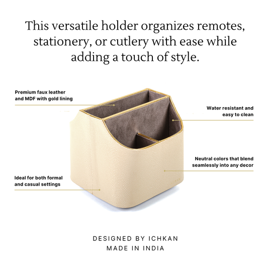 Leatherette Multi-Utility Rotating Holder Organiser | Ivory | Serpentine Ichkan