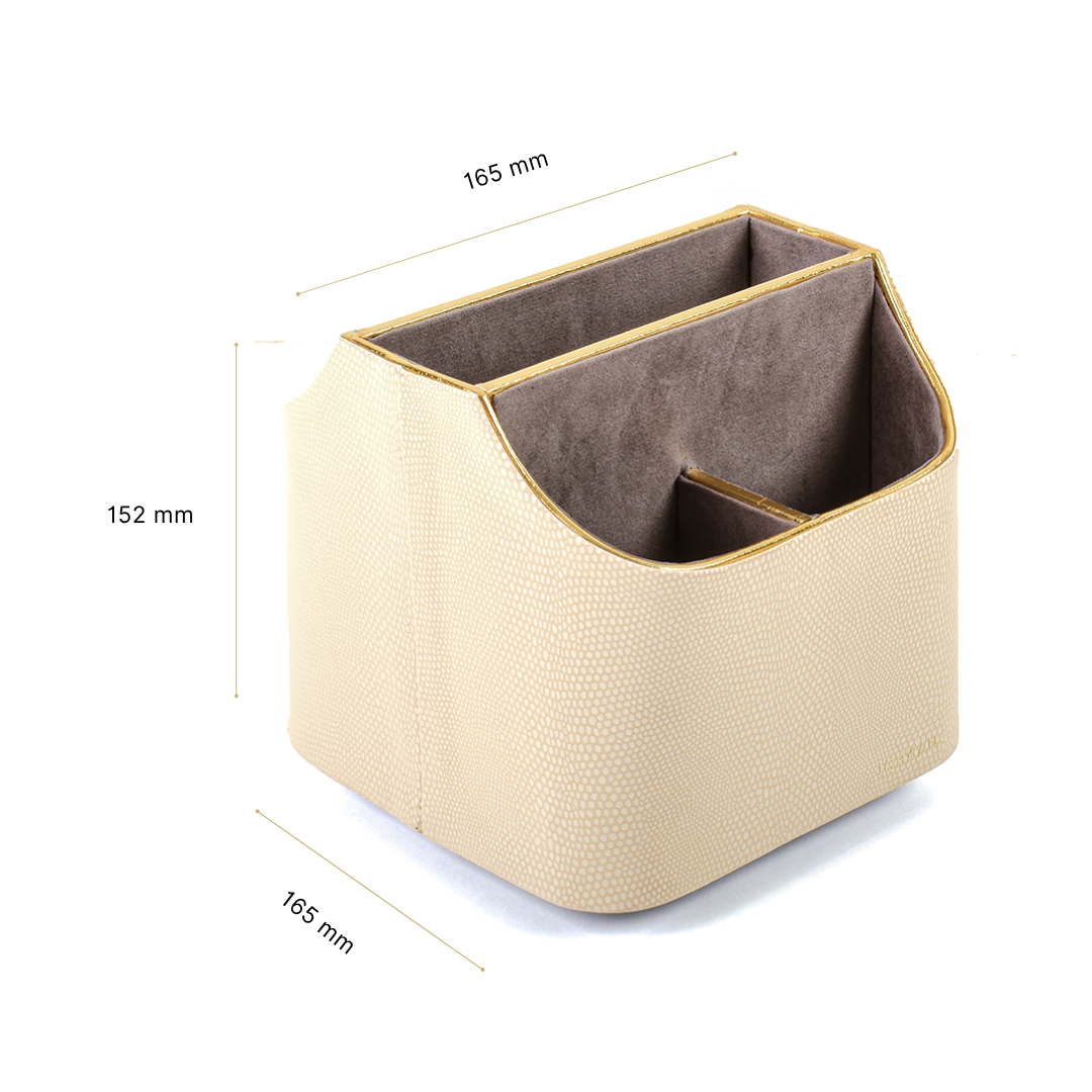 Leatherette Multi-Utility Rotating Holder Organiser | Ivory | Serpentine Ichkan