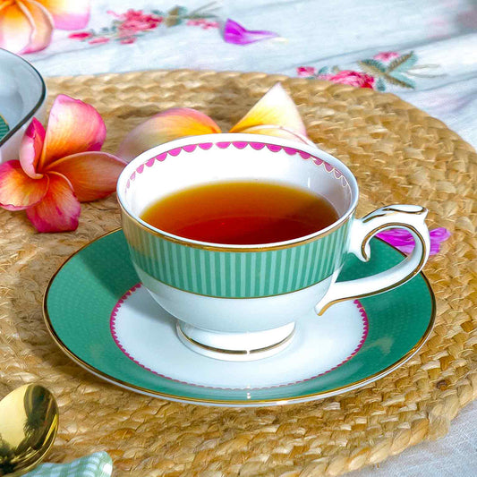 Tea Cup and Saucer Set 12 Pcs | Green | Mayura ICHKAN