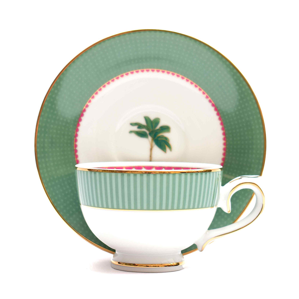 Tea Cup and Saucer Set 12 Pcs | Green | Mayura ICHKAN