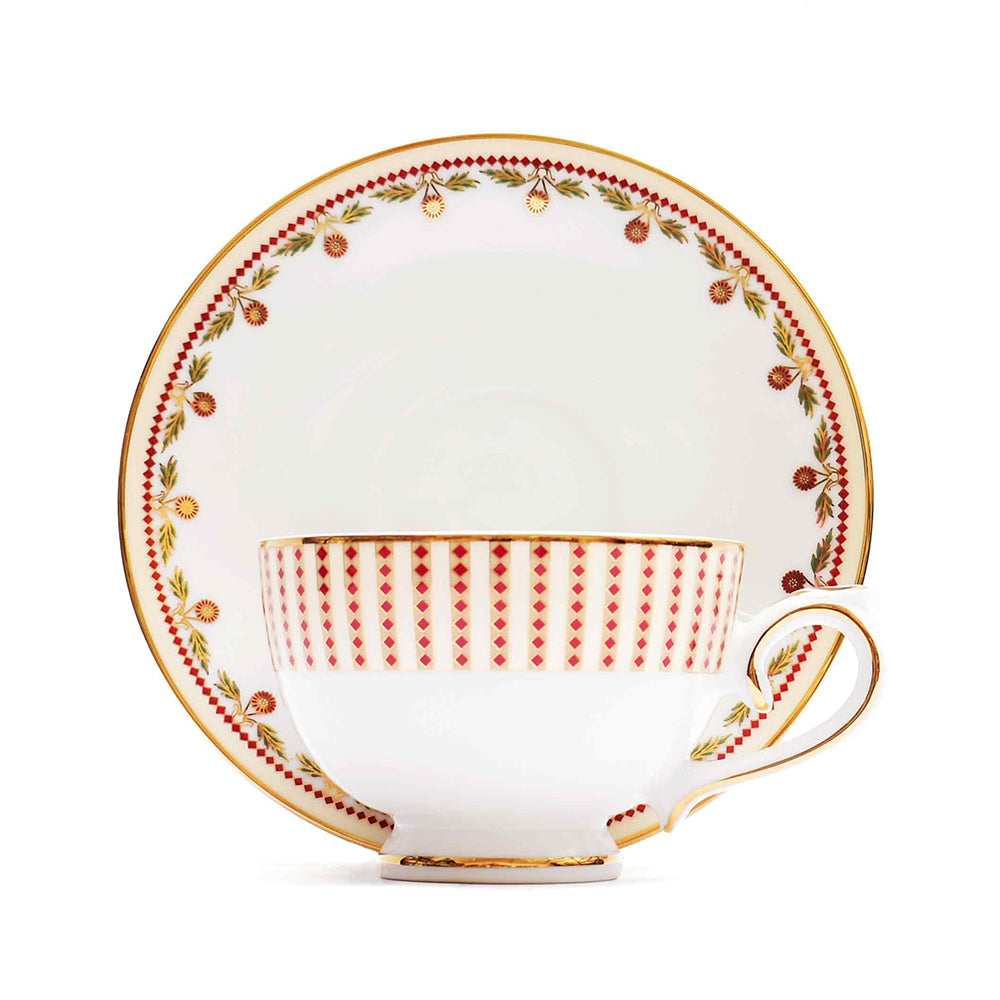 Tea Cup and Saucer Set 12 Pcs | Red | Kokanadam ICHKAN