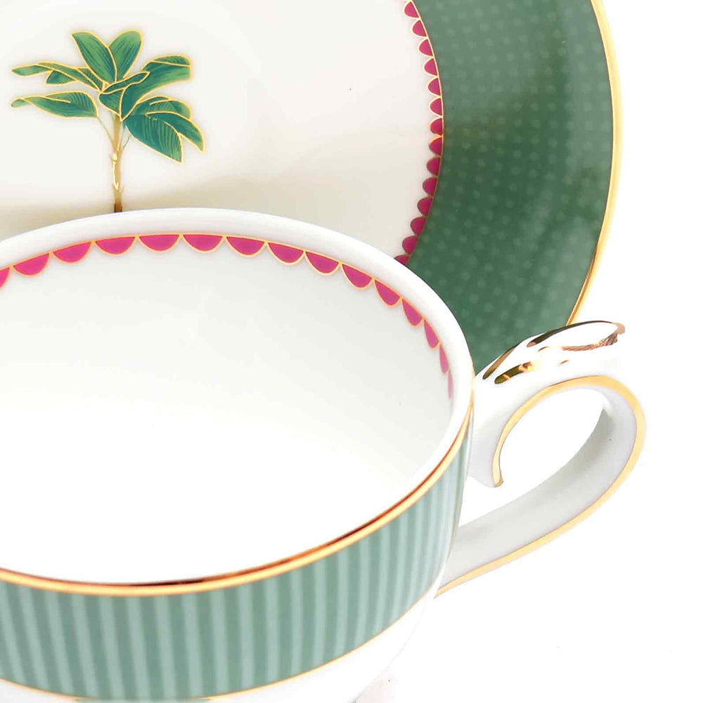 Tea Cup and Saucer Set 12 Pcs | Green | Mayura ICHKAN