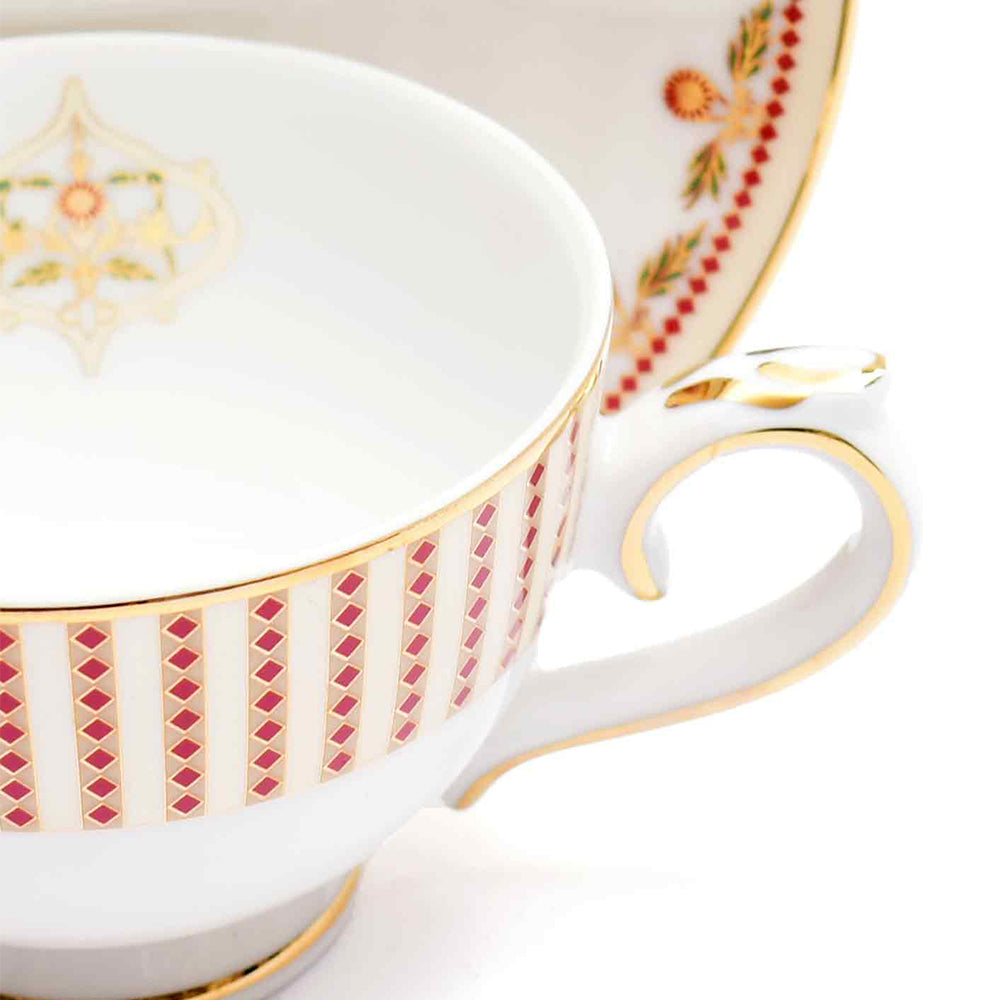 Tea Cup and Saucer Set 12 Pcs | Red | Kokanadam ICHKAN