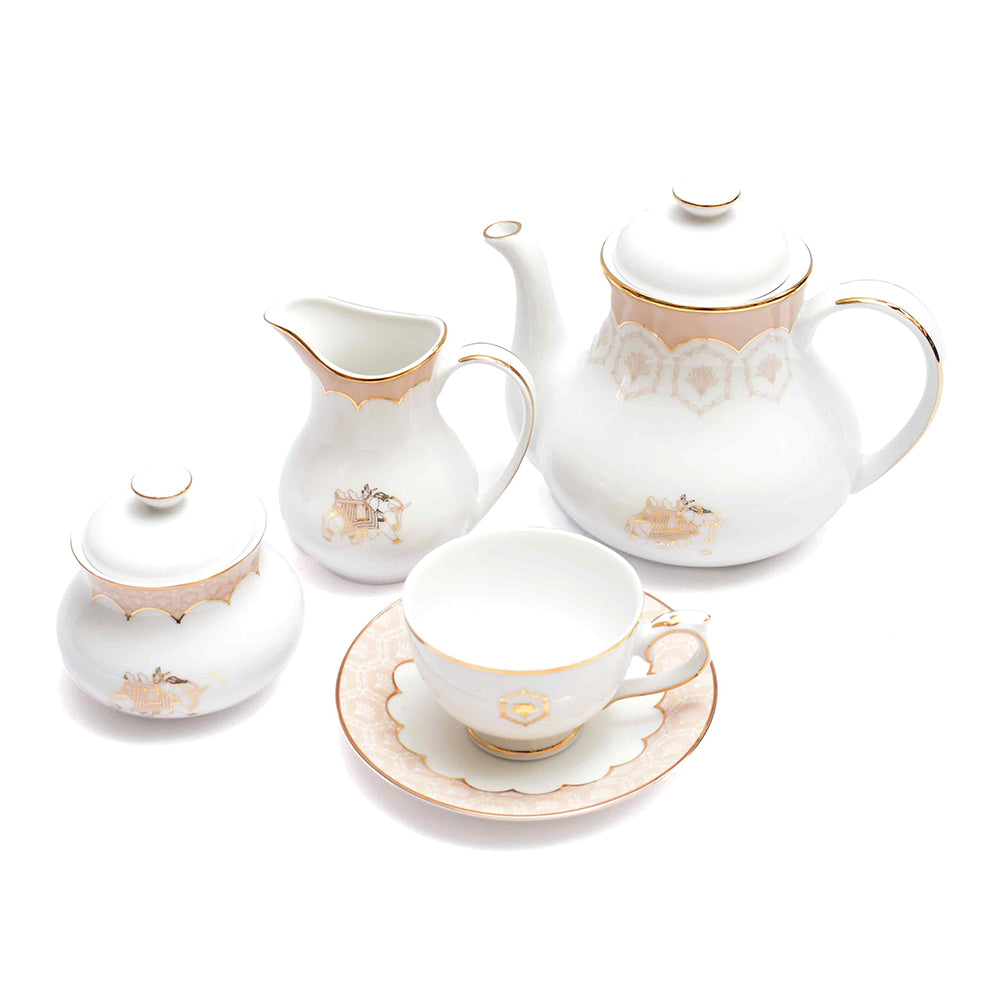 Tea Cup and Saucer Set 17 Pcs | Peach | Peach Legacy ICHKAN