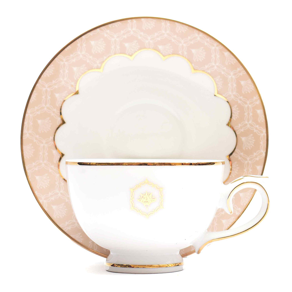 Tea Cup and Saucer Set 17 Pcs | Peach | Peach Legacy ICHKAN