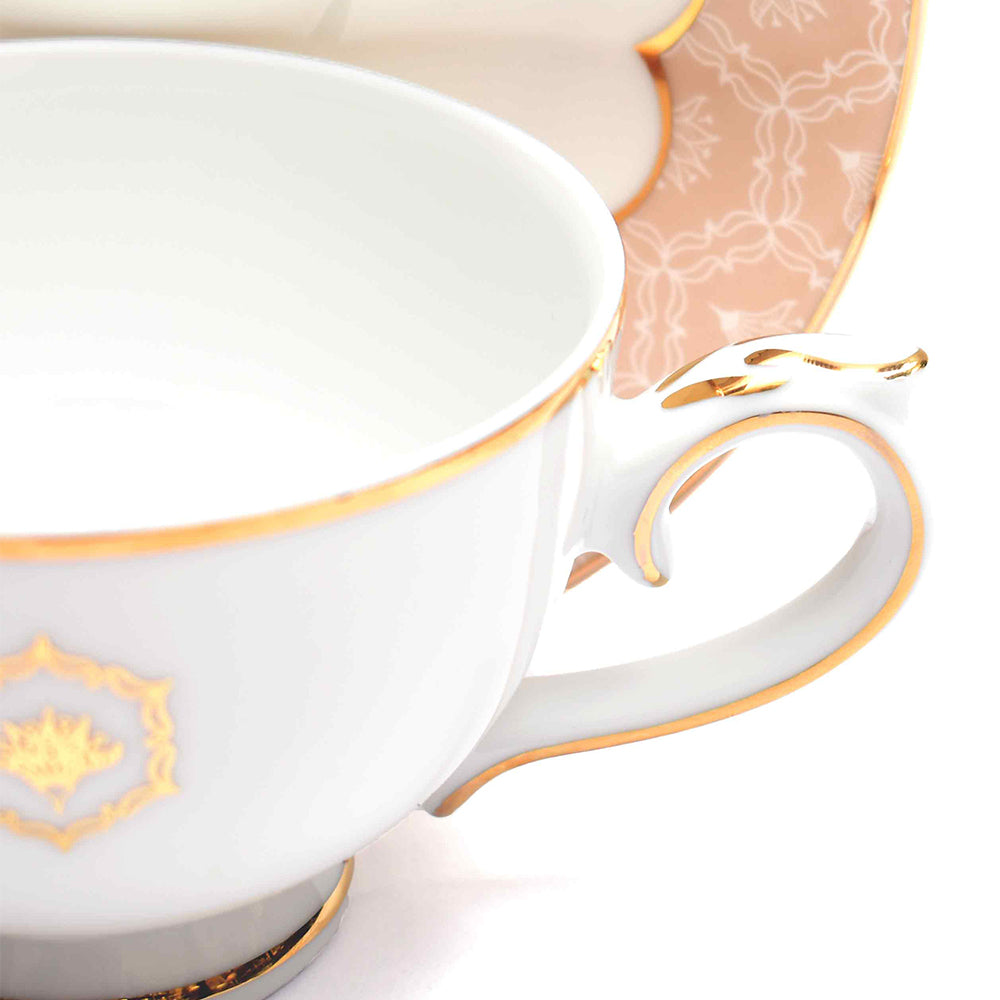 Tea Cup and Saucer Set 17 Pcs | Peach | Peach Legacy ICHKAN