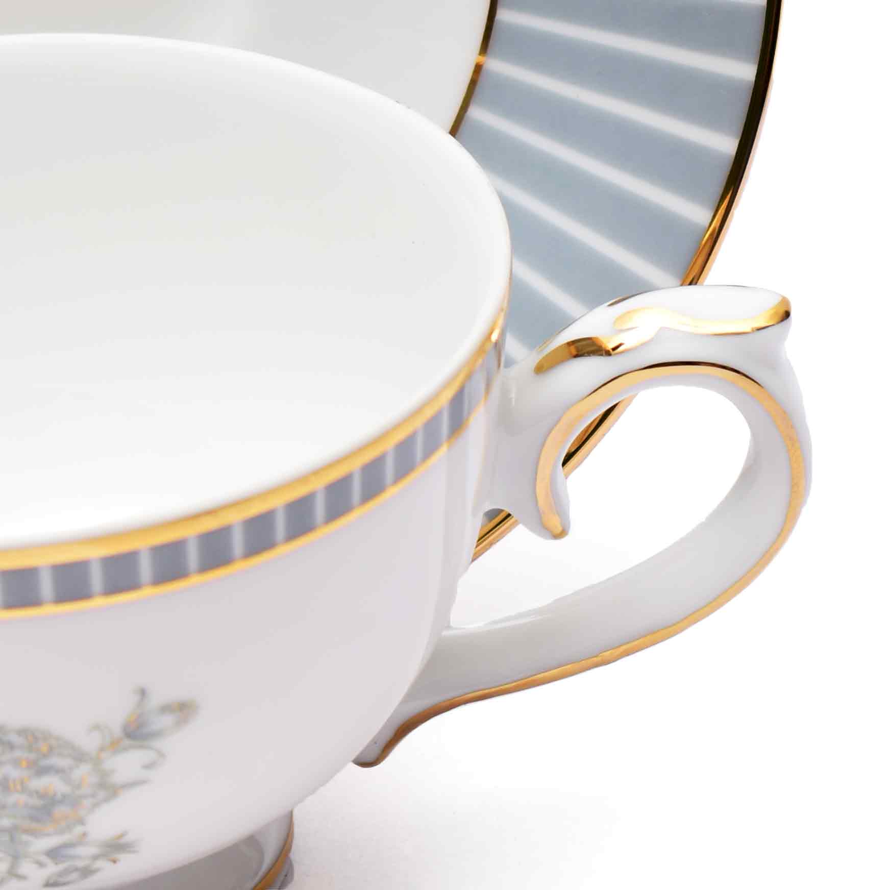 Tea Cup and Saucer Set 17 Pcs | Grey | Grey Legacy ICHKAN