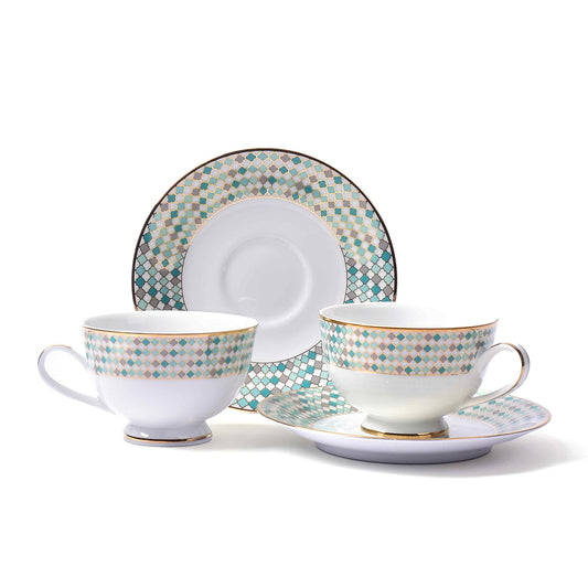 Dankotuwa Sri Lanka Tea Cup & Saucer 12pc | Teal | Christolite