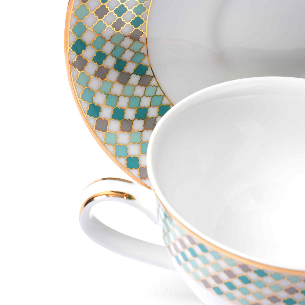 Dankotuwa Sri Lanka Tea Cup & Saucer 12pc | Teal | Christolite