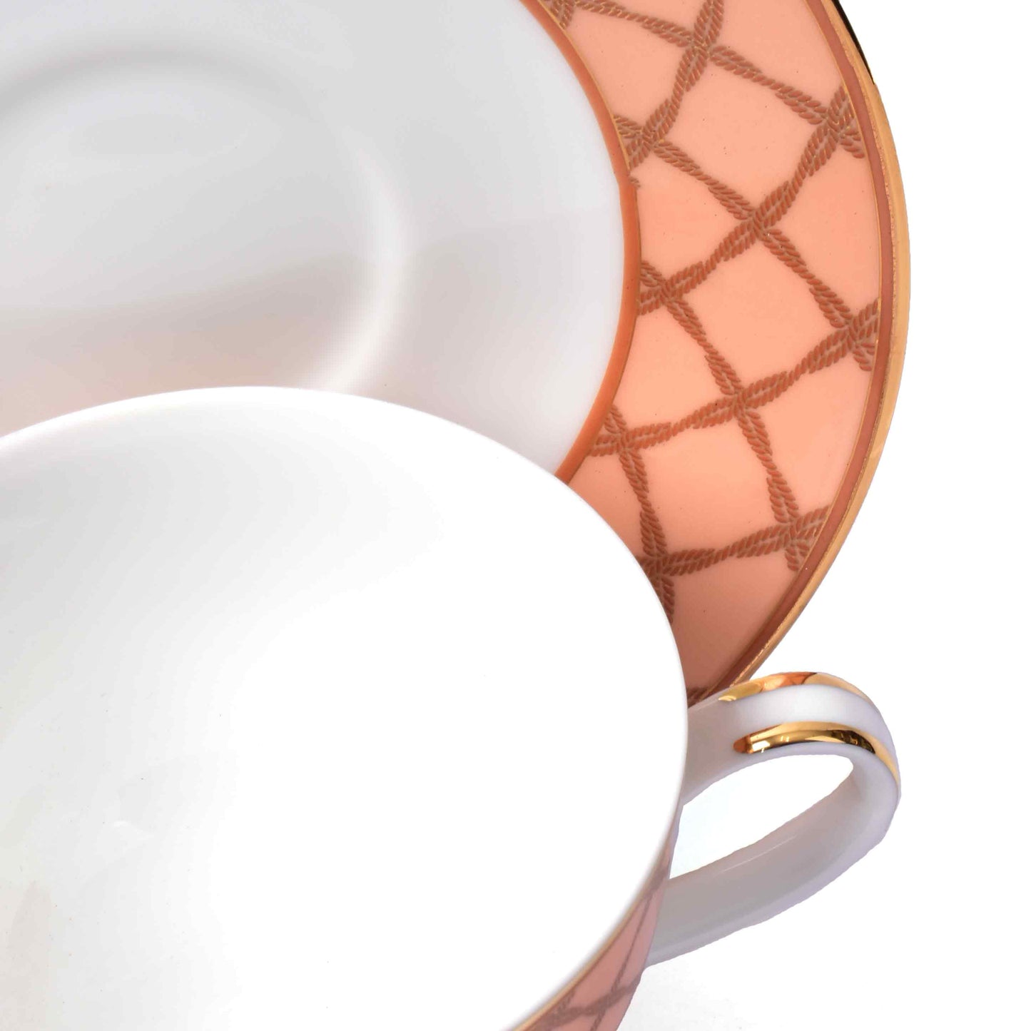 Dankotuwa Sri Lanka Tea Cup & Saucer 12pc | Peach | Angel Rope