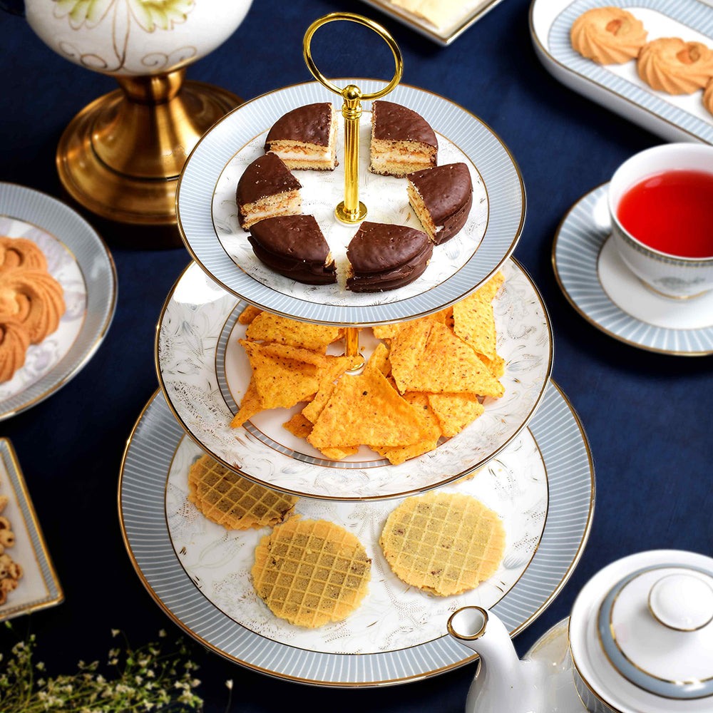 3 Tier Dessert Platter | Grey | Grey Iris ICHKAN