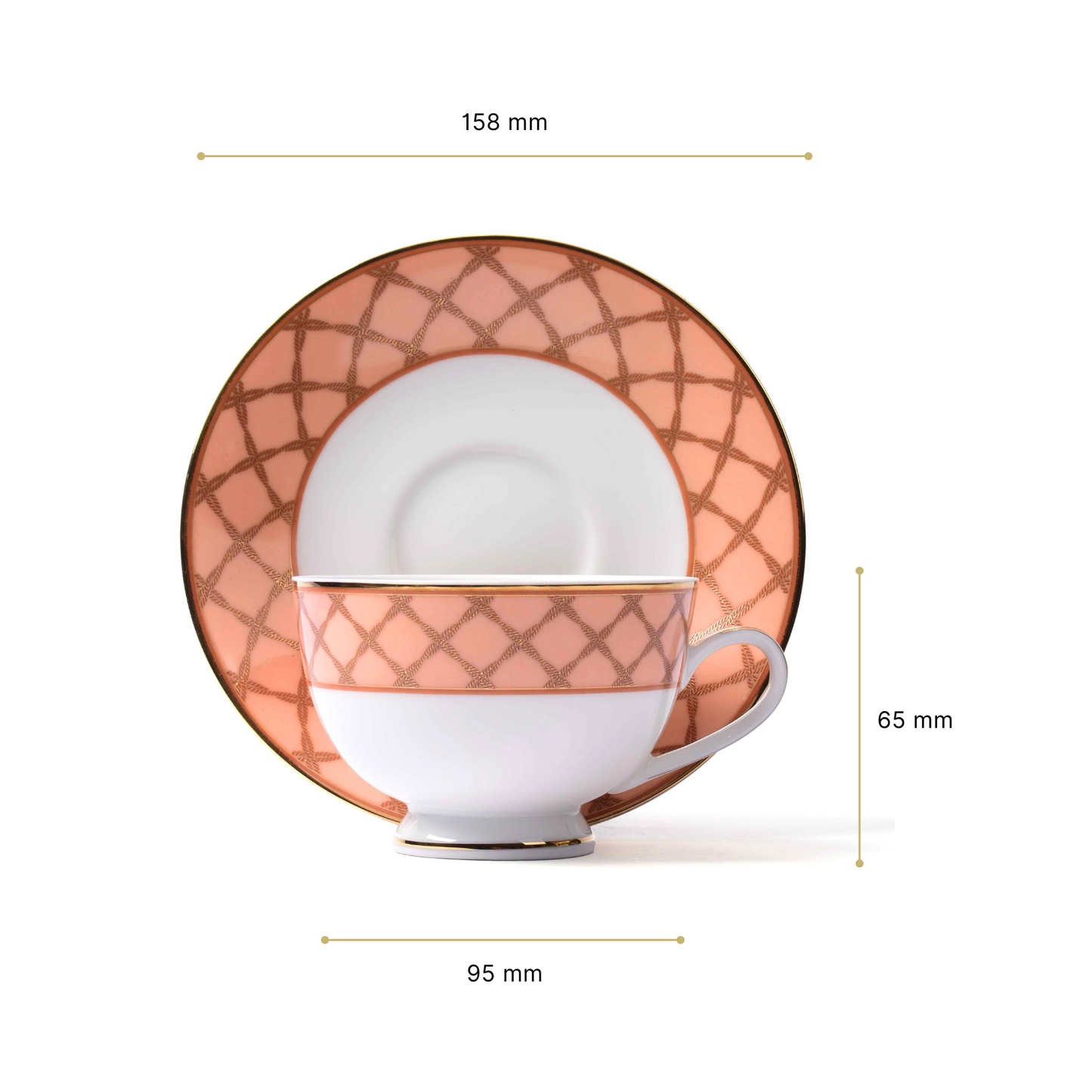 Dankotuwa Sri Lanka Tea Cup & Saucer 12pc | Peach | Angel Rope