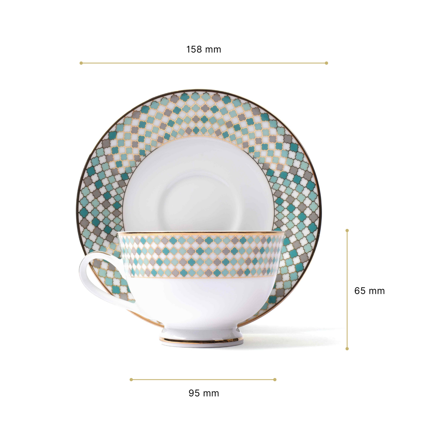 Dankotuwa Sri Lanka Tea Cup & Saucer 12pc | Teal | Christolite