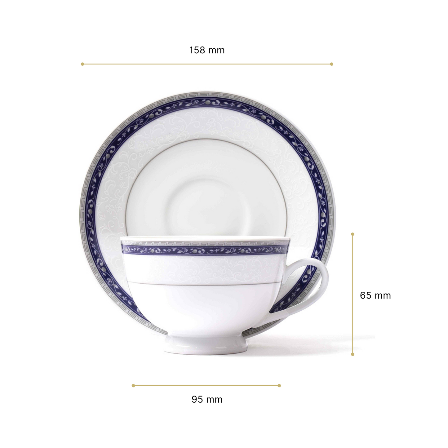 Dankotuwa Sri Lanka Tea Cup & Saucer 12pc | Blue | Dinole