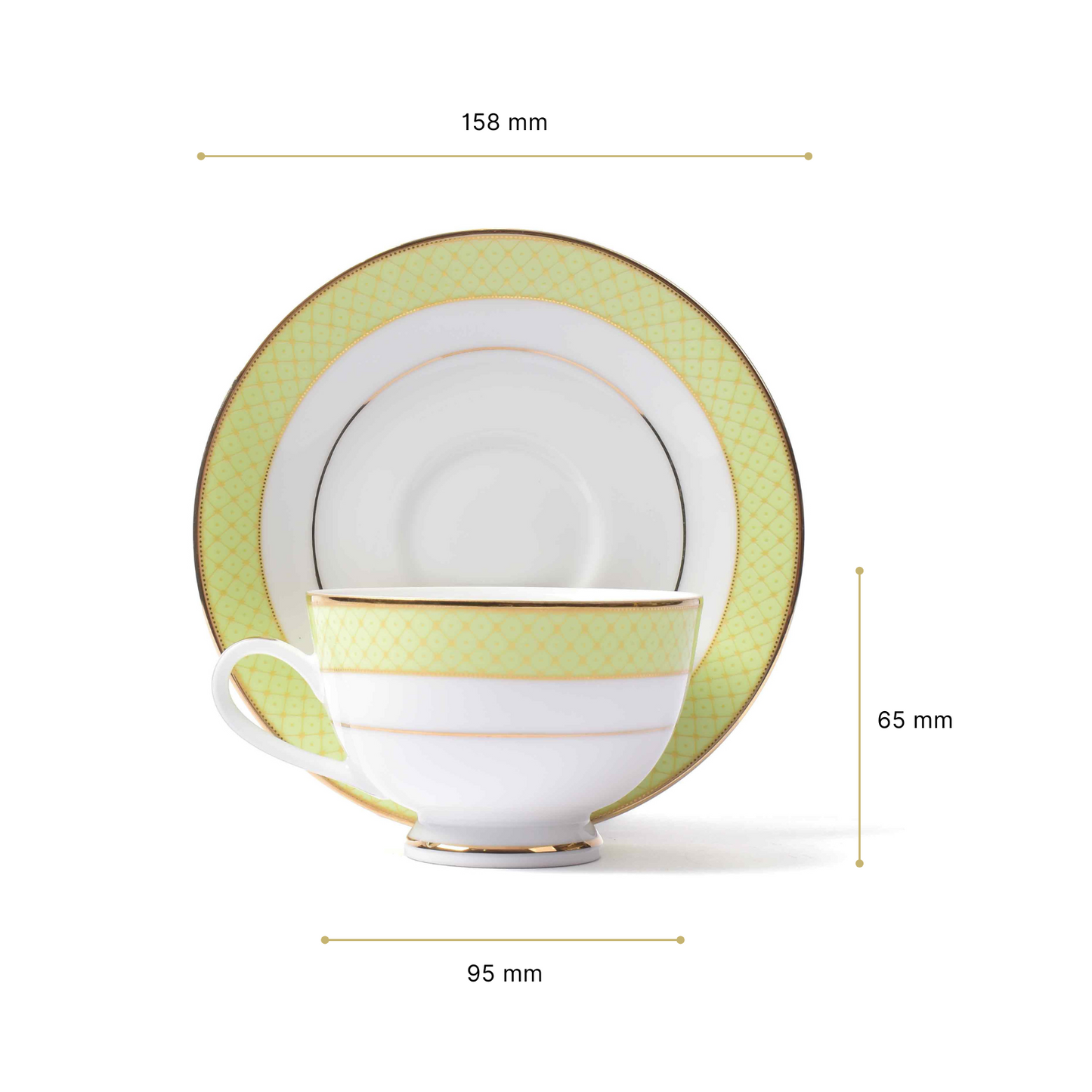 Tea Cup & Saucer 12pc | Green | Princely