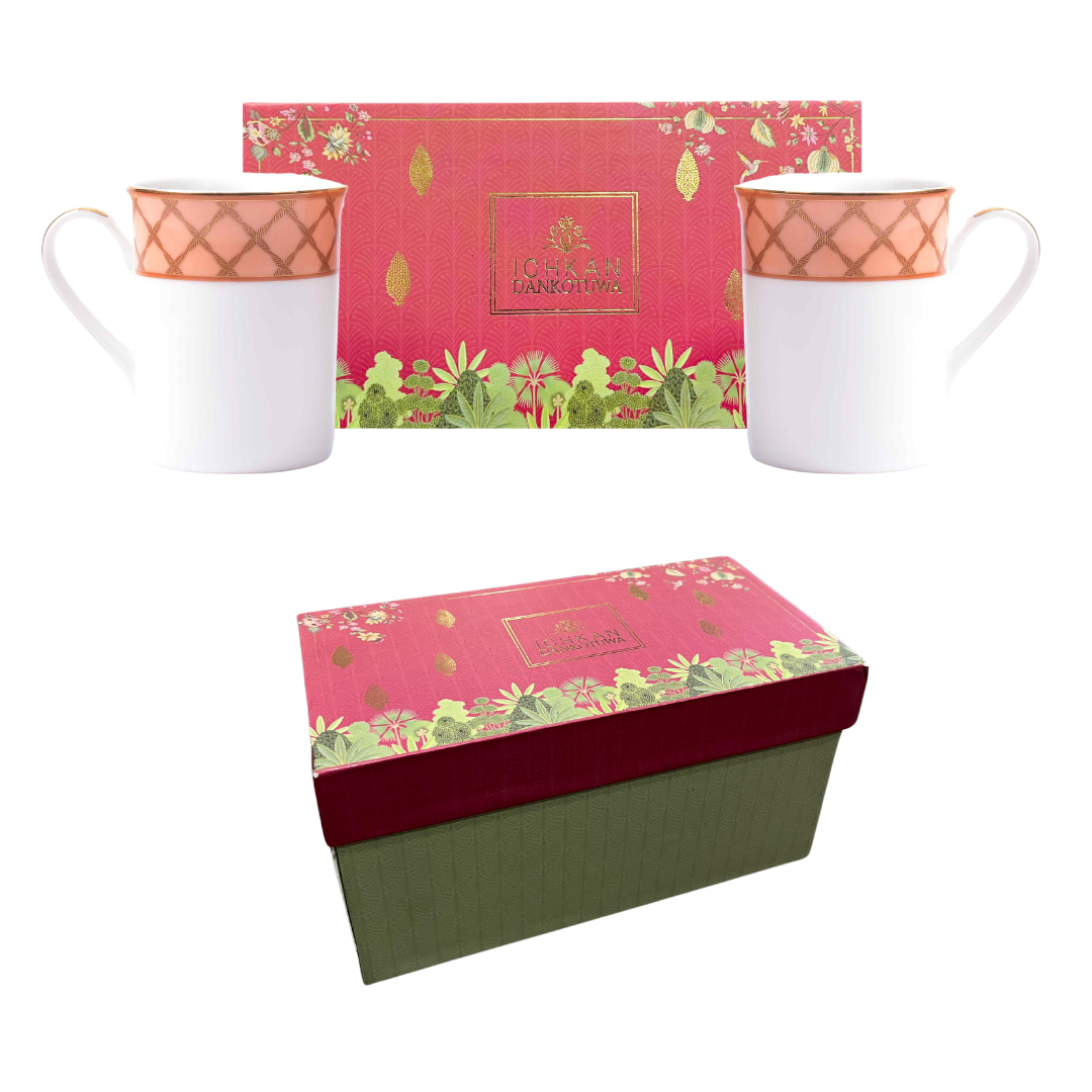 Dankotuwa Sri Lanka Mug Set 2pc with Gift Box  | Peach | Angel Rope