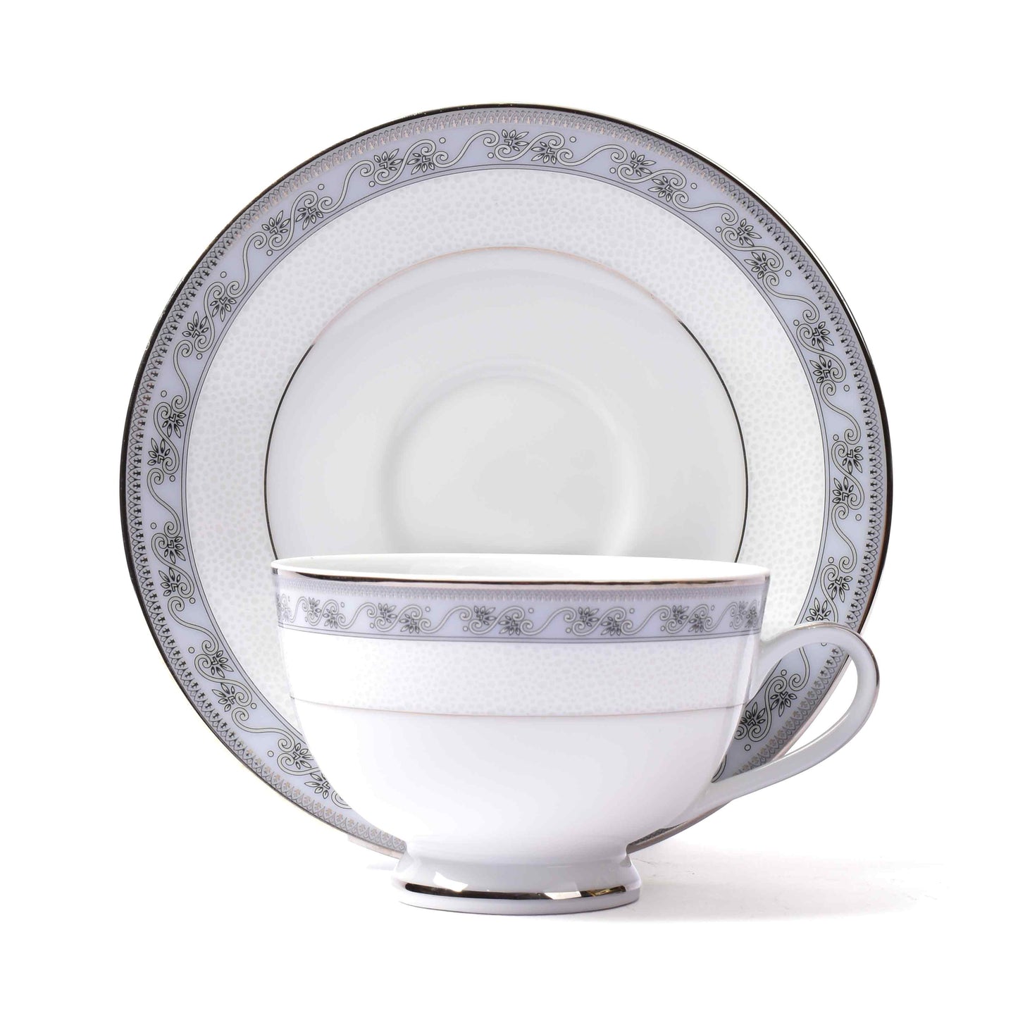 12pc Tea Cup & Saucer | Grey | Mariella