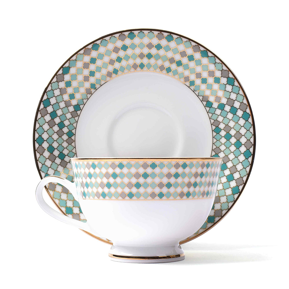 Dankotuwa Sri Lanka Tea Cup & Saucer 12pc | Teal | Christolite